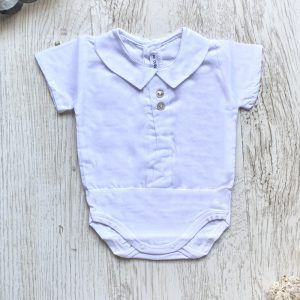 Body Camisa Manga Corta con Cuello Camisa