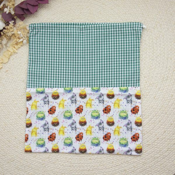 Bolsa Muda Ropa Vichy Verde Bichos