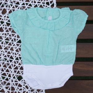 Body Camisa M.Corta Plumeti Turquesa