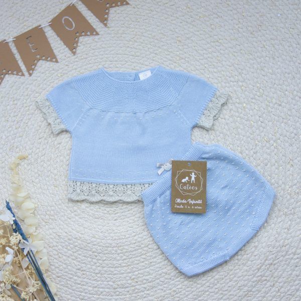 Conjunto Bebé 2 Piezas Puntitos Celeste