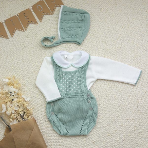 Conjunto Bebé 3 Piezas Trenzas Verde