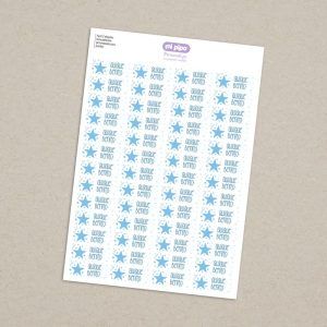 Pack 52 etiquetas termoadhesivas personalizadas para prendas Estrella azul