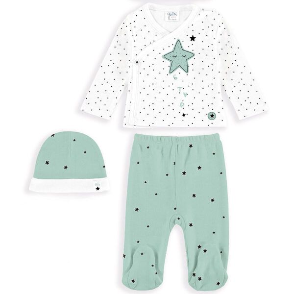 Conjunto 3 Piezas Polaina Estrellas Verde