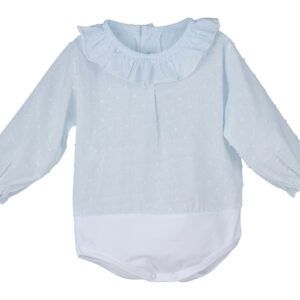 Body Manga Larga Camisa Plumeti Celeste