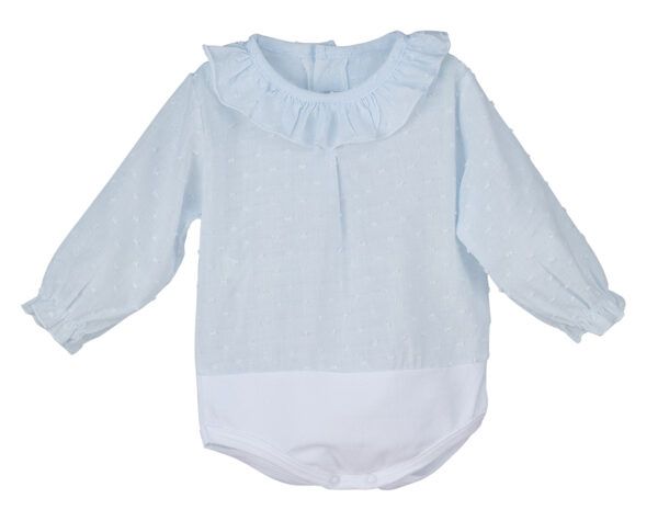 Body Manga Larga Camisa Plumeti Celeste