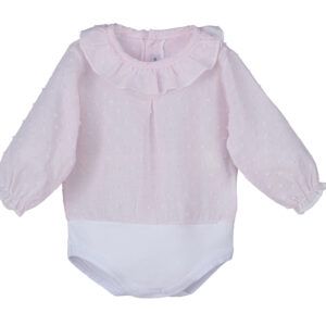 Body Manga Larga Camisa Plumeti Rosa