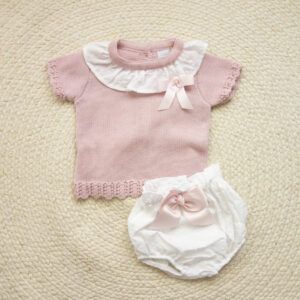 Conjunto Cubrepañal Gaia Rosa Palo