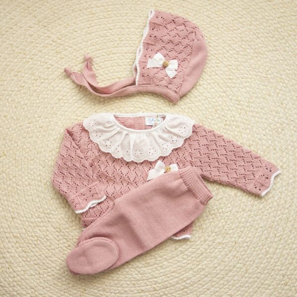 Conjunto Polaina Reja Rosa Palo