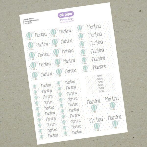 Pack 46 etiquetas personalizadas para objetos Globo