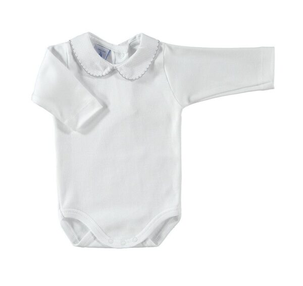 Body Blanco con Cuello Bebé de Piqué Gris Babidu