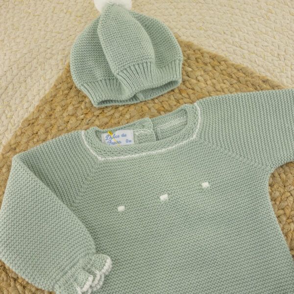 Conjunto 3 Piezas Lana Bodoques Verde empolvado - Imagen 3