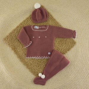 Conjunto 3 Piezas Lana Bodoques Cereza