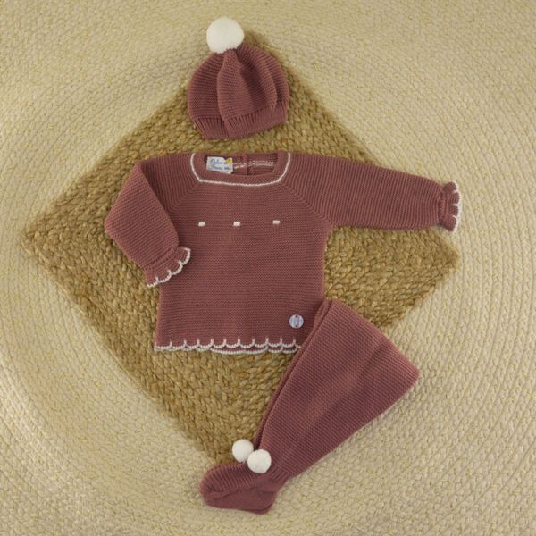 Conjunto 3 Piezas Lana Bodoques Cereza
