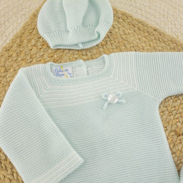Conjunto 3 Piezas Lana Pongo Verde Agua - Imagen 2