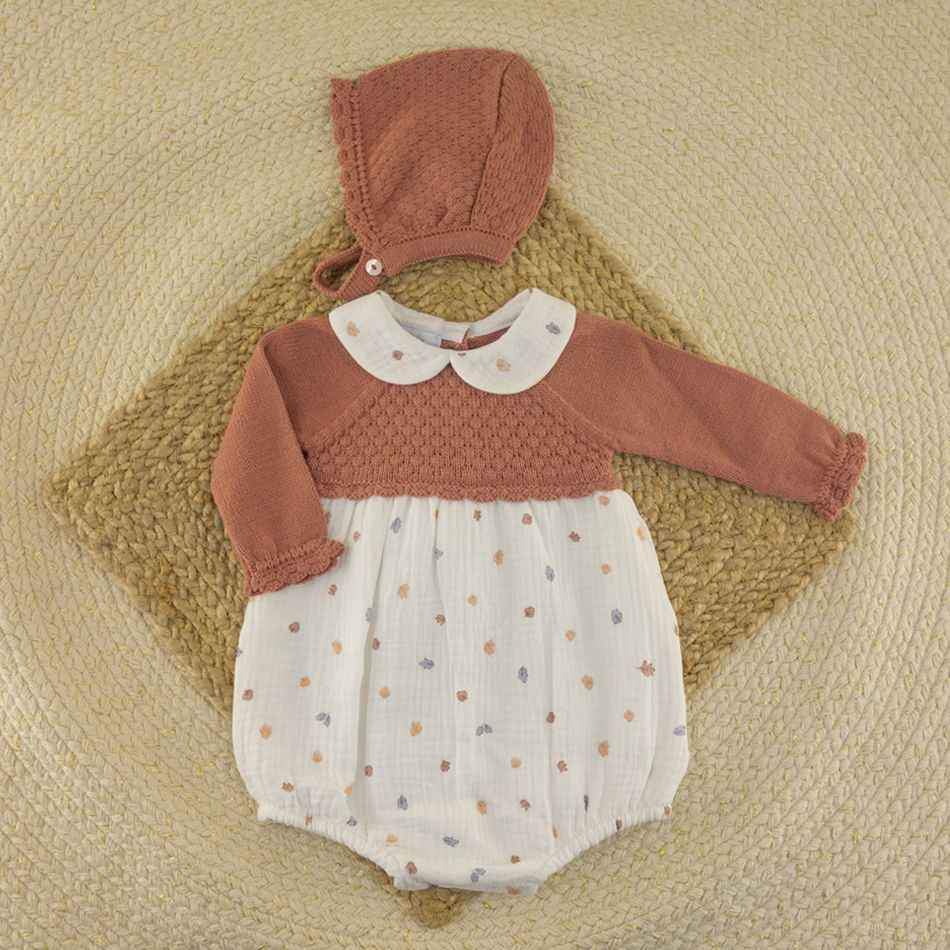 Pelele con Capota Hojas de Otoño Teja