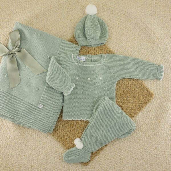 Conjunto 3 Piezas Lana Bodoques Verde empolvado - Imagen 4
