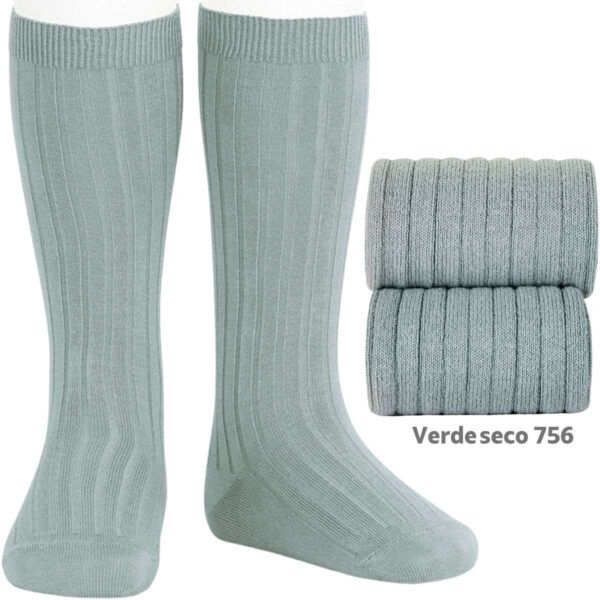 Calcetines Altos Canalé Verde Seco Cóndor