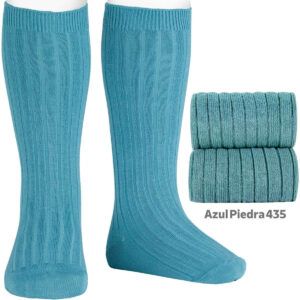 Calcetines Altos Canalé Azul Piedra Cóndor