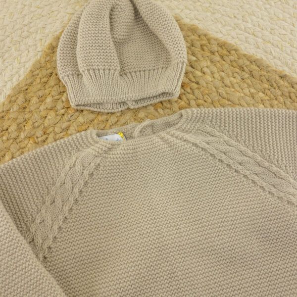 Conjunto 3 Piezas Lana Punto de Arroz Piedra - Imagen 2