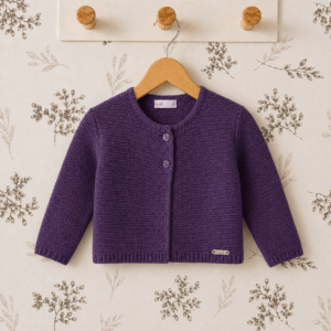 Chaqueta bebé granate punto bobo algodón textura suave botones delanteros cardigan Cóndor