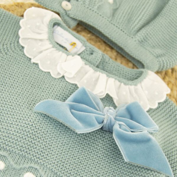 Conjunto Cubrepañal Lana Mimosa Verde Azulado - Imagen 2