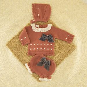 Conjunto Cubrepañal Lana Mimosa Teja