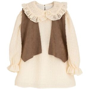 Conjunto Vestido Y Chaleco Crudo Raw