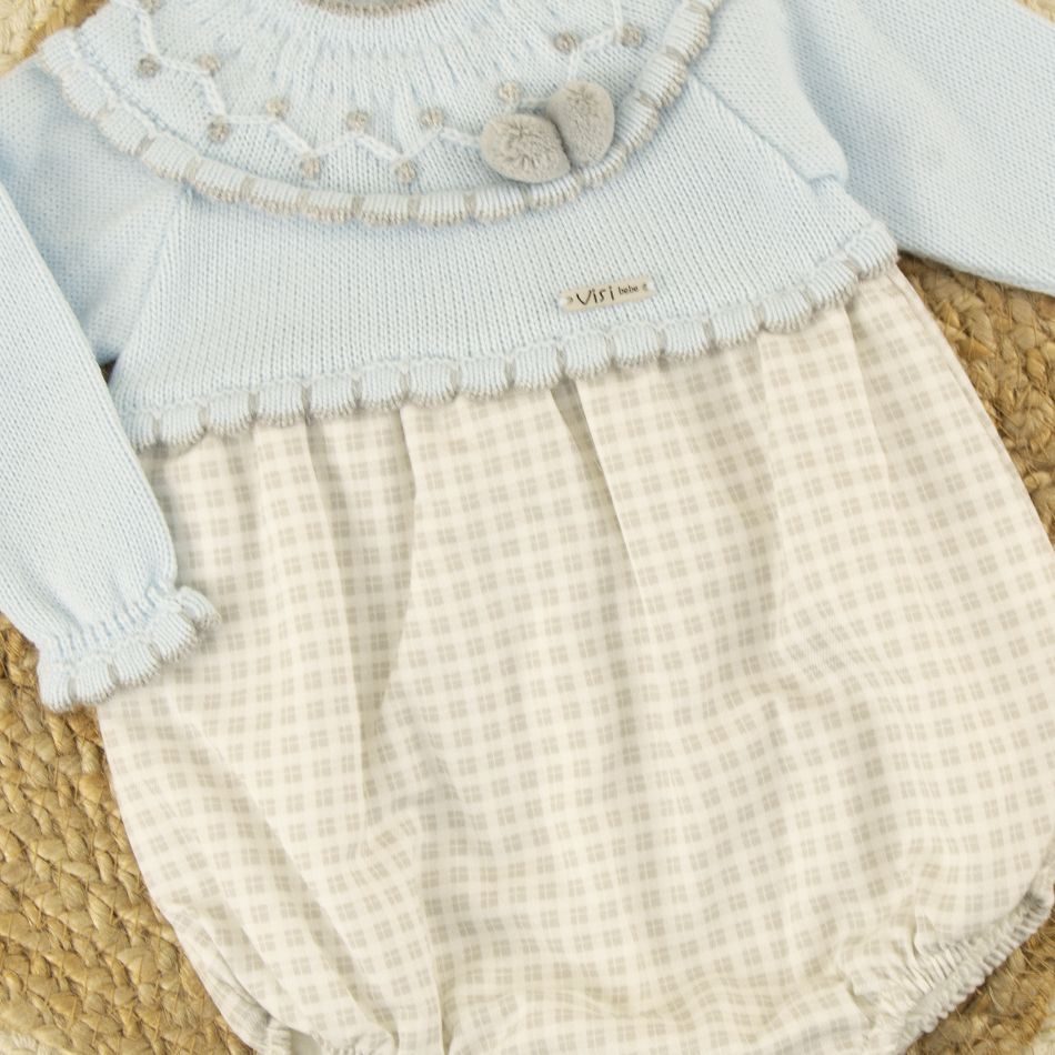 Pelele Cuadros Celeste Visi - Imagen 2