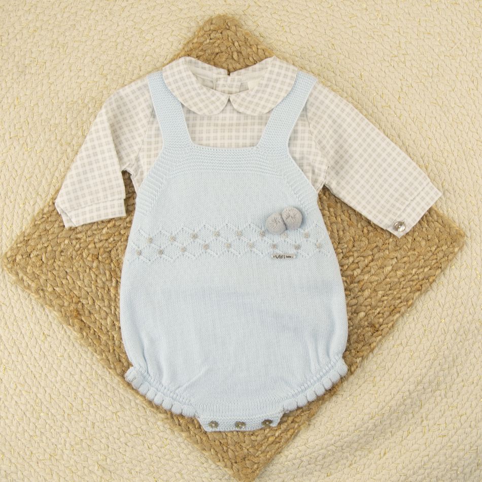 Conjunto Peto Cuadros Celeste Visi