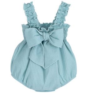 Ranita bebe mint con lazo frontal y tirantes fruncidos Calamaro
