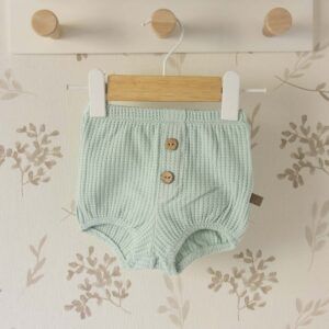 short waffle mint calamaro bebe con botones madera delanteros