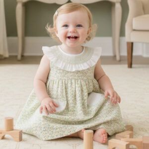 Vestido bebé verde agua floral Dulce de Fresa Buger