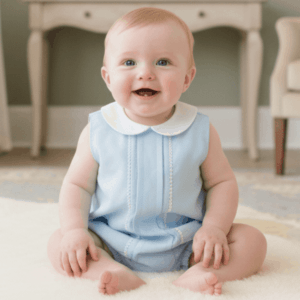 Ranita azul bebé Dulce de Fresa con botones frontales y manga corta