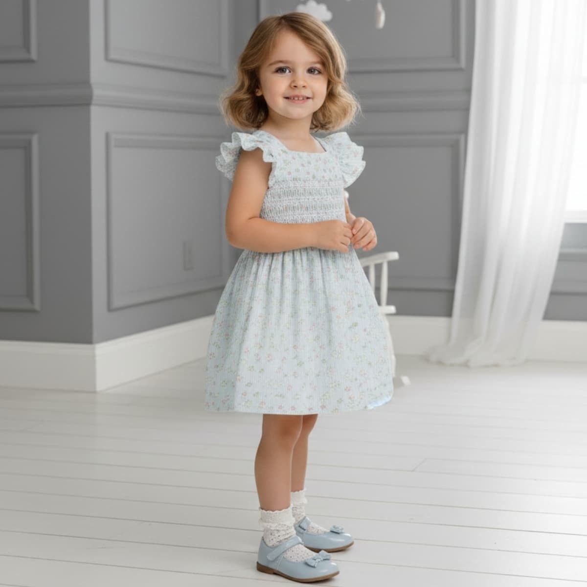 Vestido bebé flores celeste verano - Dulce de Fresa | Gateos - Imagen 2