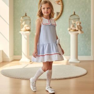 Vestido marinero azul rayas Dulce de Fresa con vivo rojo