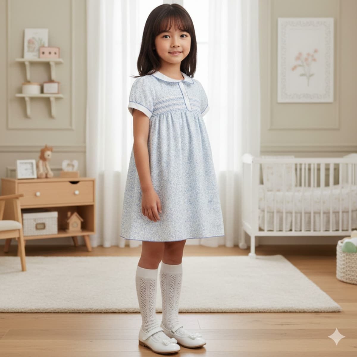 Vestido clásico bebé azul cuello bebé - Dulce de Fresa | Gateos - Imagen 2