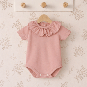 body bebé nude cuello volante algodón manga corta detalle verano elegante
