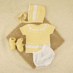 Conjunto 4 Piezas Hilo Garbanzos Cora Amarillo