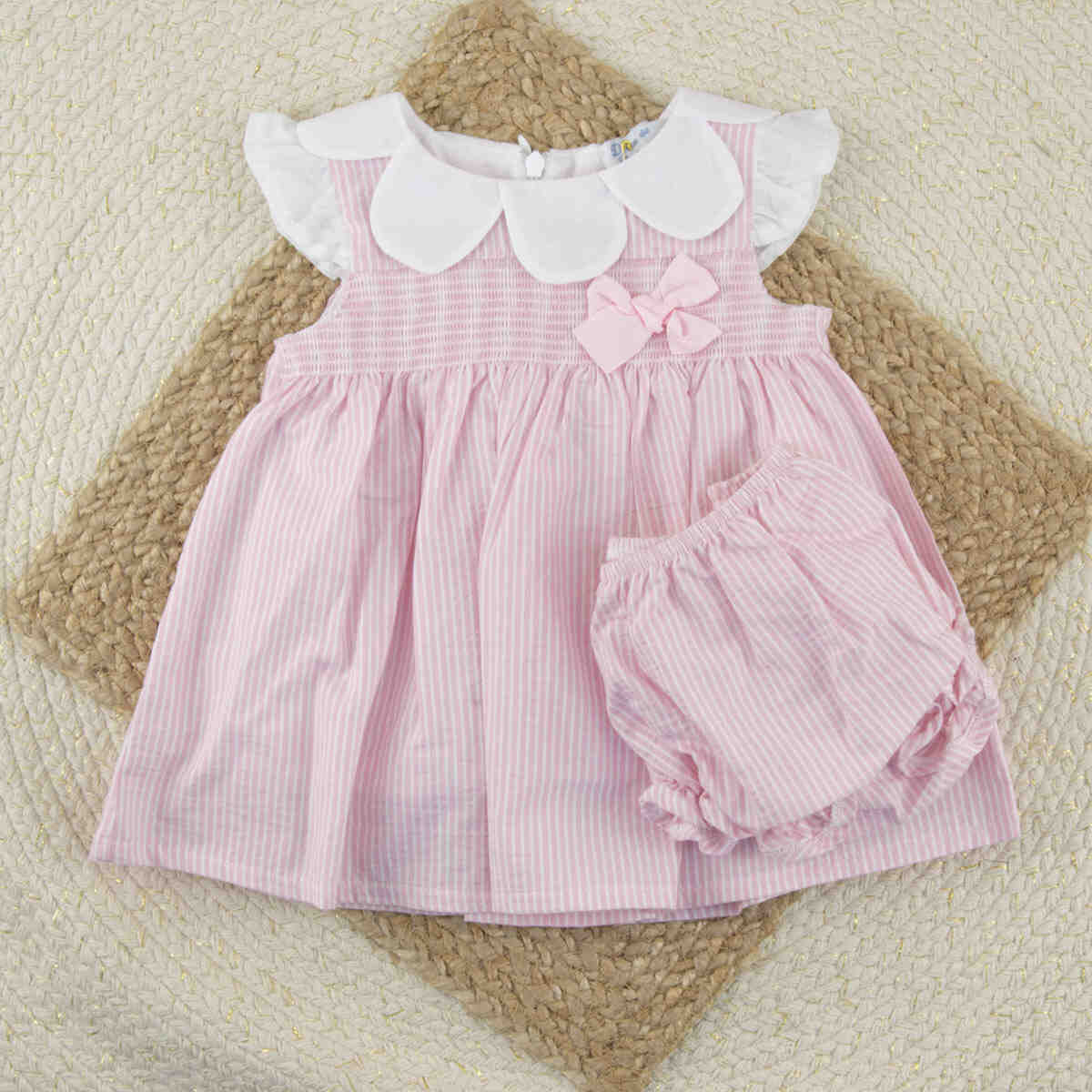 Jesusito bebé rosa smock verano - Menorca Dulce de Fresa