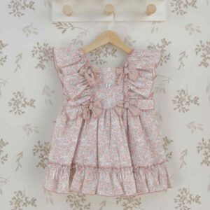 Vestido Niña Floral Rosa con Lazos Alma Floral Dulce de Fresa