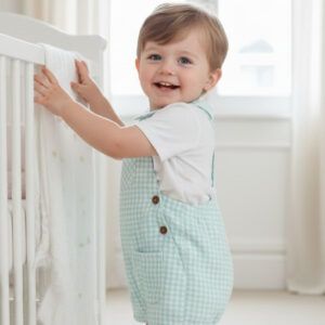 Ranita bebé vichy verde agua con camisa Dulce de Fresa Almagro