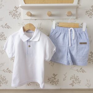 conjunto niño verano rayas azul camiseta polo calamaro kerala