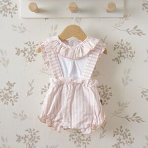 Conjunto bebé rayas rosa empolvado -  Bundi Calamaro