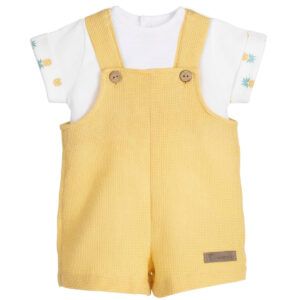 conjunto bebe peto amarillo calamaro gaya camiseta piñas verano