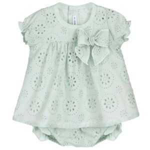 Jesusito bebe verde agua bordado ingles Calamaro con braguita