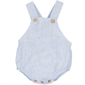 ranita bebe rayas azul blanco tirantes botones madera calamaro kerala