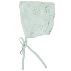 Capota bebe verde agua bordado ingles Calamaro con lazo lateral