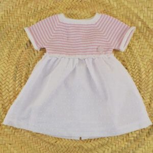 vestido bebe rayas rosa dulce de fresa falda plumeti verano