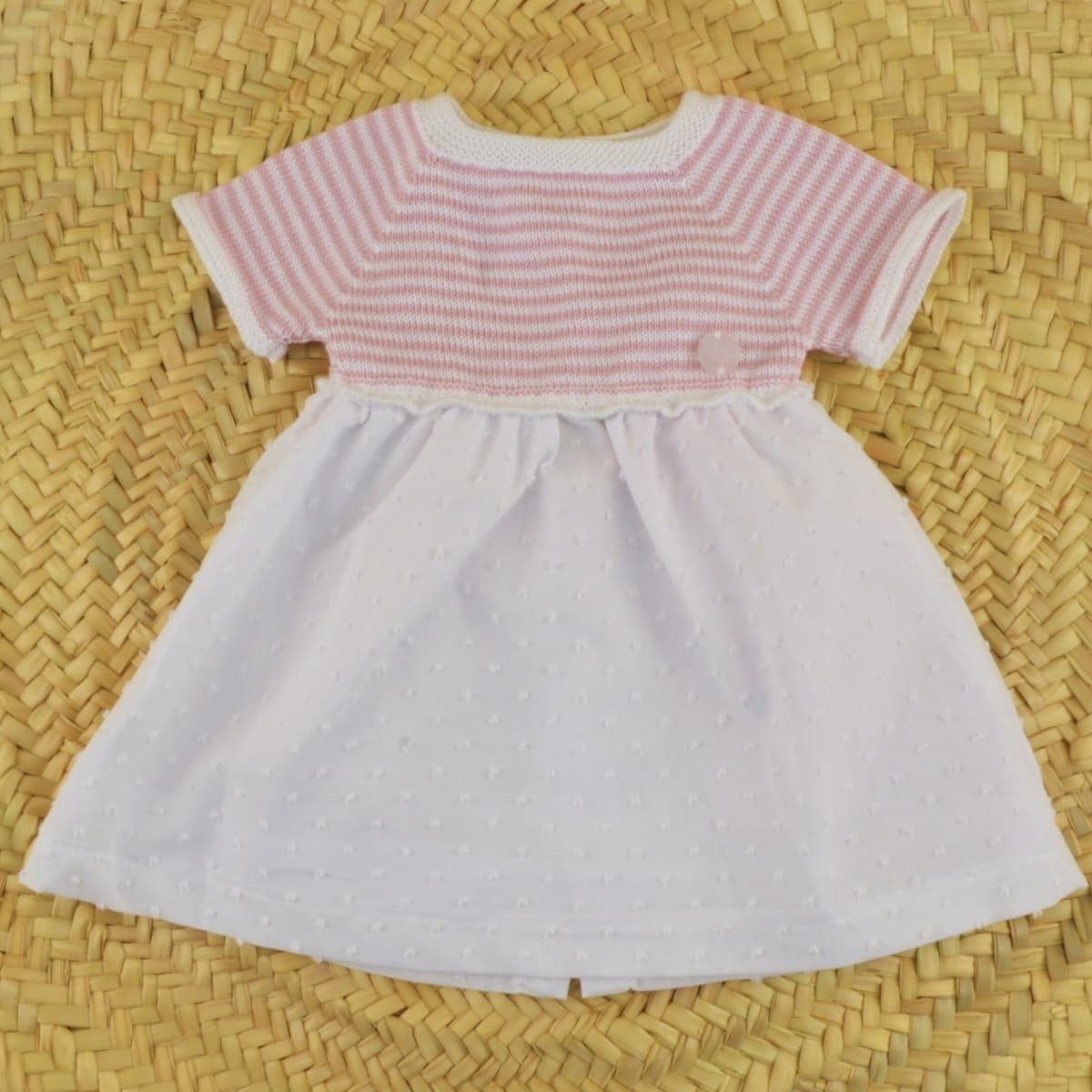vestido bebe rayas rosa dulce de fresa falda plumeti verano
