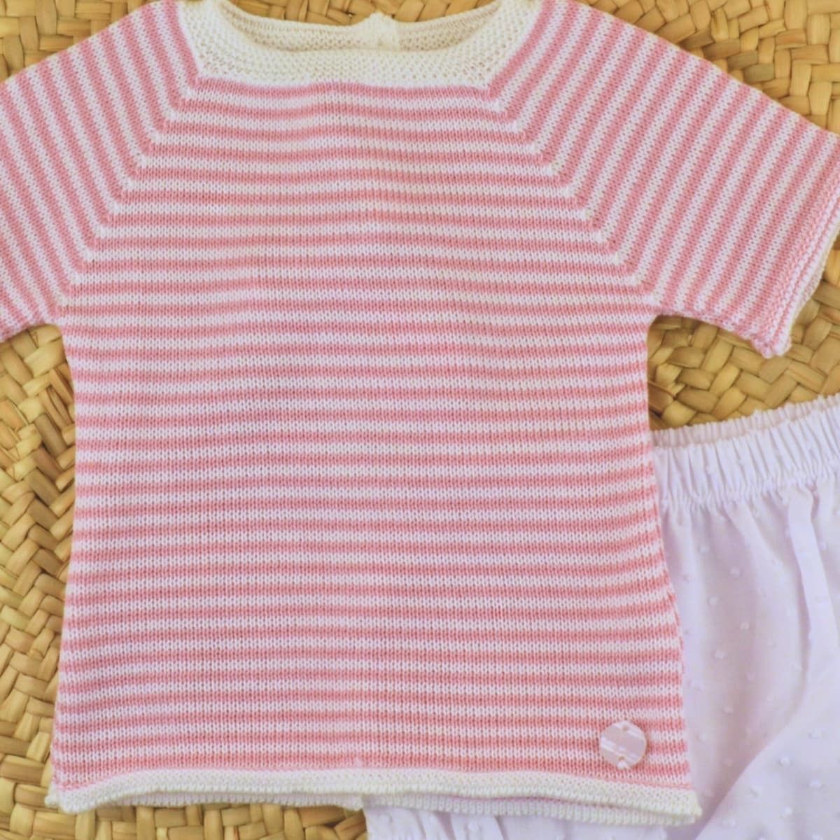 Conjunto Cubrepañal Rosa Mariniere | Gateos - Imagen 2